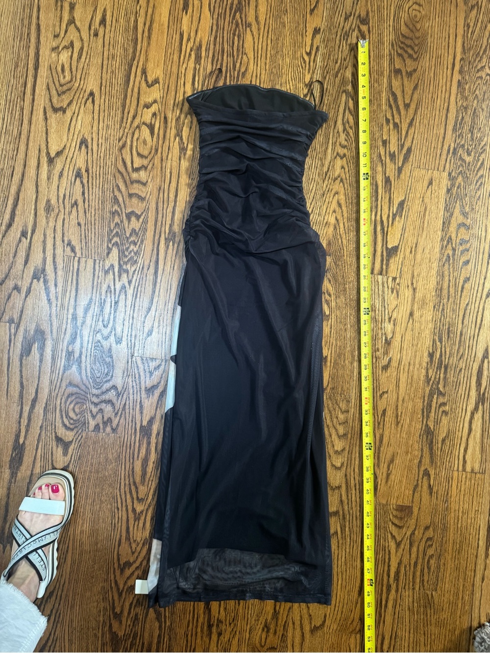 Commense mesh Strapless Black Floral Midi Dress - Picture 6 of 7